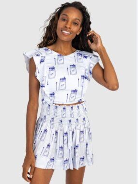 KOCH Erica Shorts Skirt Skort Small Matches Navy & White